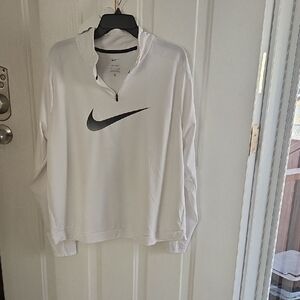 Nike White and Black Quarter-Zip Top